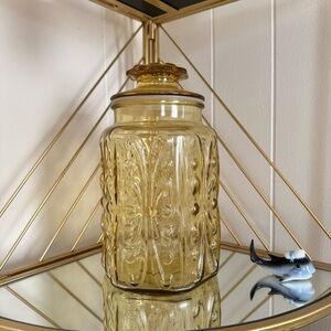 Vintage Amber Glass Jar with Lid